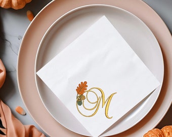 Autumn Fall Thanksgiving Monogram Embroidery Fonts Design Acorns Leaves Frame Full Alphabet PES