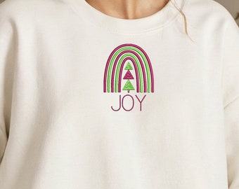 Merry Christmas Trees Joy Embroidery Design (PES Format)
