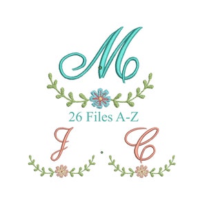 HUGE SALE! 26 Files Instant Download Gorgeous Floral frame  Machine Embroidery Designs Script Font Monogram Alphabet Upper Case PES Format