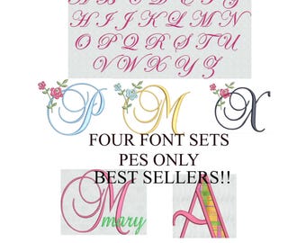 Machine Embroidery Font Bundle Script Monogram Applique (Instant Download) PES