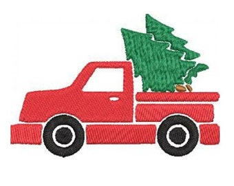 Huge  Christmas trees Truck Machine Embroidery Designs Holiday Decor PES format Two sizes
