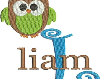 SALE INSTANT DOWNLOAD Machine Embroidery Designs Pes format only Monogram Font Alphabet Owl Font Name Gift Set
