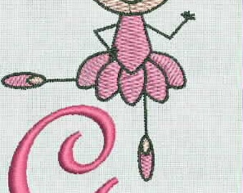 SALE Embroidery Machine Designs Ballerina Dance Ballet Upper Lower Fonts Alphabet PES Format Instant Download