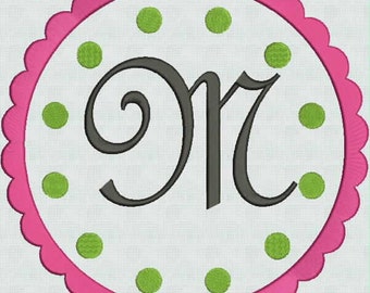 HUGE SALE! INSTANT Download Embroidery Machine Fonts Pretty Script Alphabet Designs Pes format Polka Dot Scallop Frame