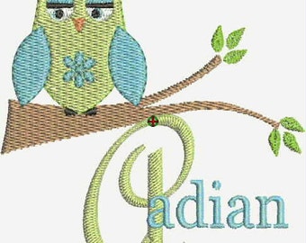 INSTANT DOWNLOAD Machine Embroidery Designs Pes format Font Alphabet Owl Branch Font Name Gift Set