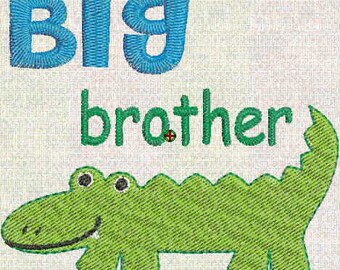 HUGE SALE! Instant Download Machine Embroidery Fonts Designs Big Brother Alligator for shirt 2 sizes PES Format Exclusive