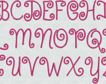 HUGE SALE! Instant Download Embroidery Machine Fonts Designs Curly Q Fun Font Alphabet Pes Format