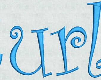 HUGE SALE! Instant Download Embroidery Machine Designs Curlz Fun Font Monogram Alphabet 1 2 3 inches PES Format