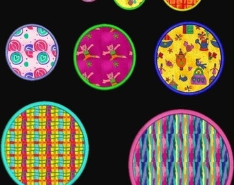 GROTE UITVERKOOP! Machine borduurontwerpen appliqué ronde cirkelframe ontwerpen direct downloaden, exclusief voor pes-formaat