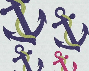 Embroidery Machine Designs Nautical Anchor Designs PES format 4 Sizes