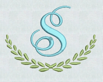Laurel Leaf Frame Embroidery Design, Monogram Elements (PES Instant Download)