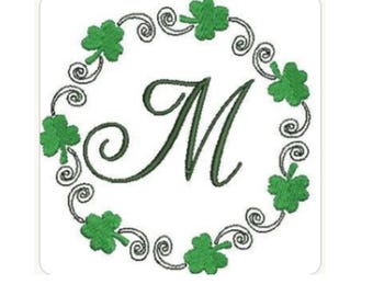 Shamrock Embroidery Frame Design: St. Patrick's Day Monogram (PES format, 2 sizes)