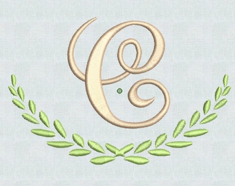 Laurel Leaf Monogram Frame Embroidery Design (PES), 2 Sizes (Instant Download)