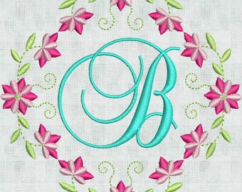 Floral Fancy Monogram Embroidery Machine Fonts Design Frame PES