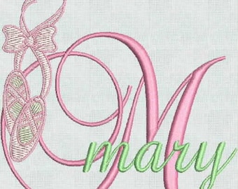 Pes INSTANT Download Ballet Slippers Ballerina Machine Embroidery Designs Christmas Gift Fancy Font Alphabet Monogram custom embroidery