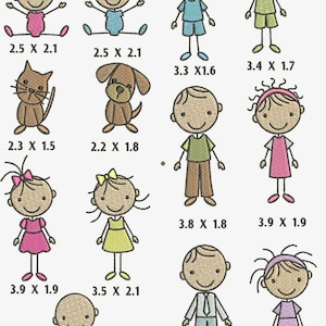 PES Instant Download Embroidery Machine Designs Stick Figures Family Mom Dad Baby Dog Cat Sister Brother Baby Mothers Day Christmas Gift