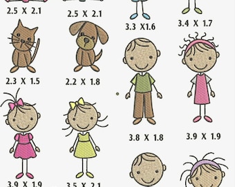Stick Figure Family Embroidery Designs (PES Instant Download)
