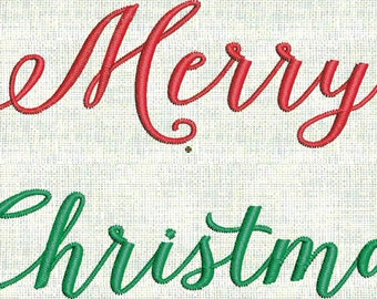 HUGE SALE! Merry Christmas Fancy Script  Machine Embroidery Font  Designs Holiday  2 sizes PES Format Instant Download