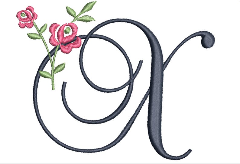 Embroidery Designs Rose Floral Alphabet Monogram Designs PES - Etsy