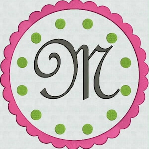HUGE SALE! INSTANT Download Embroidery Machine Fonts Pretty Script Alphabet Designs Pes format Polka Dot Scallop Frame