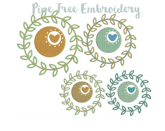 Boho Celestial Moon Heart Embroidery Design (PES Format) – Nursery Decor Instant Download