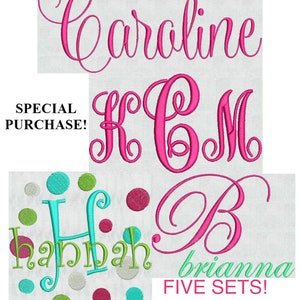 5 sets! PES HUGE SALE! Instant Download Machine Embroidery Designs Script Font Monogram Alphabet Dots Wedding baby gift custom embroidery