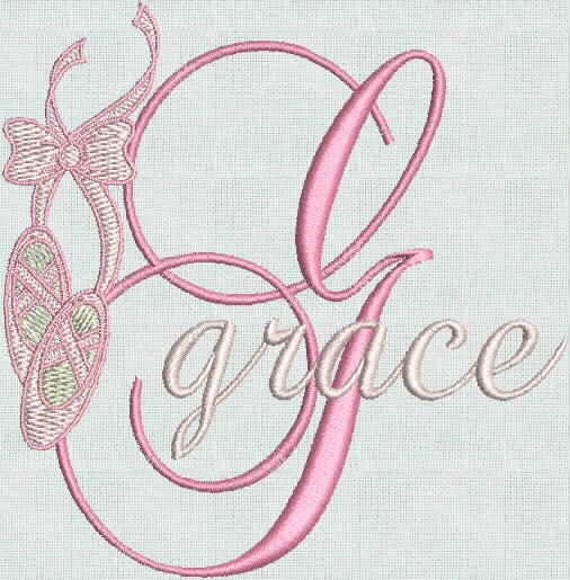 INSTANT Download Ballet  Slippers Ballerina Machine Embroidery Designs Fancy Font Alphabet Monogram VP3 format
