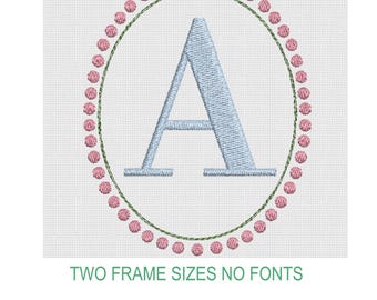 Embroidery Monogram Oval Dot Frame PES Design 2 Sizes No Fonts