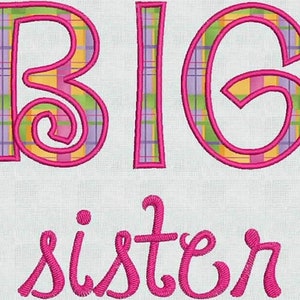 HUGE SALE! Instant Download Embroidery Machine Applique Designs Font Big Sister  Pes Format