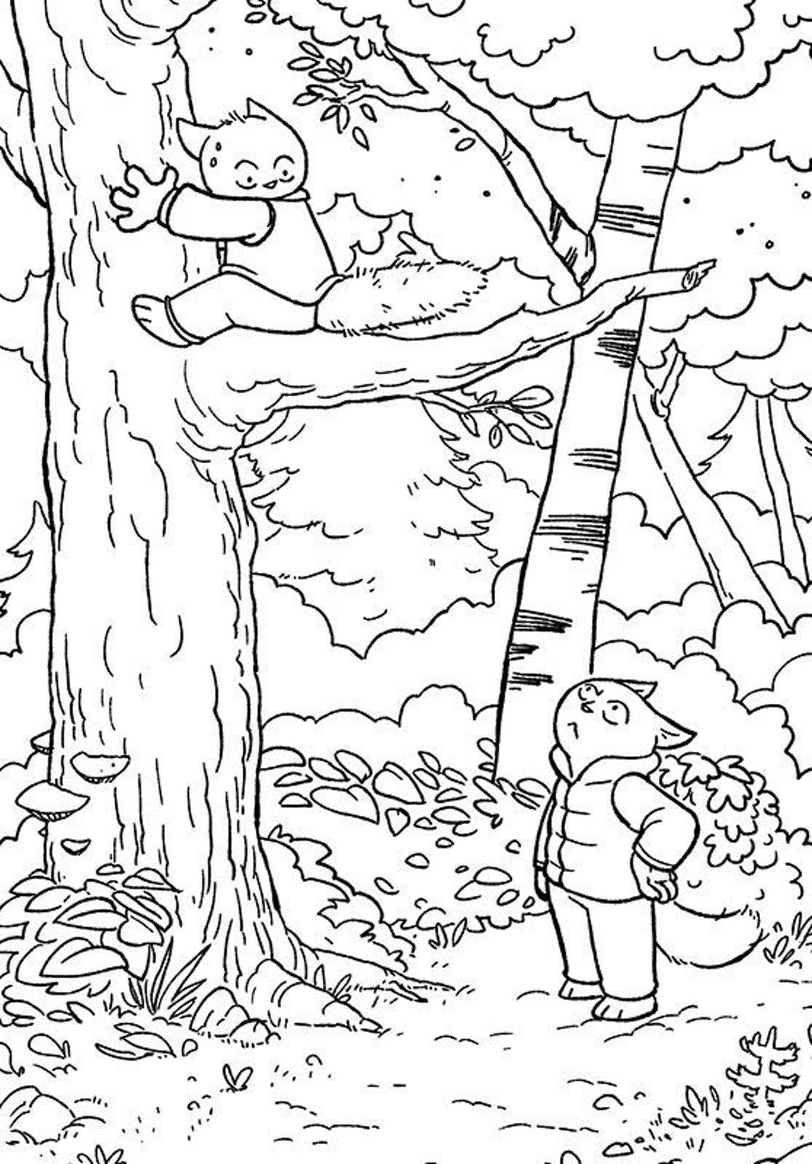 Coloring page Cat Tree Digital file print at home | Etsy