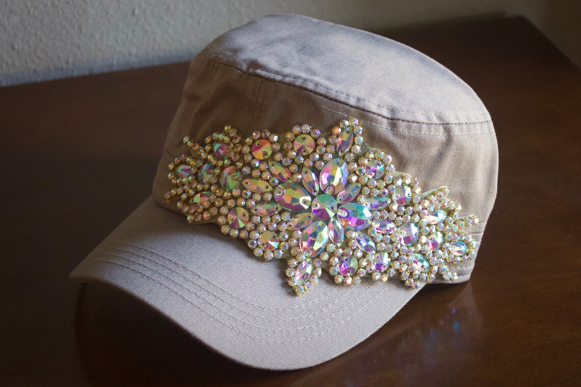 Womens Hats Womans Bling Rhinestone Cadet Cap Military Style | Etsy