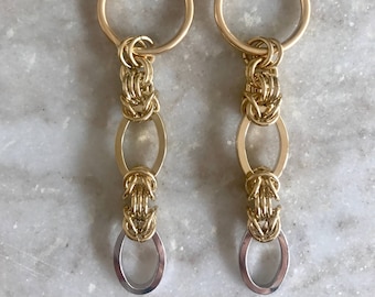 Gold Filled Hoop Earrings: Mixed Metal Dangle Earrings