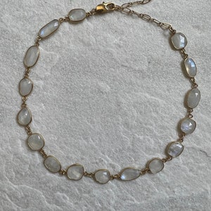 Moonstone Choker: 24k Gold Plated Stone Necklace