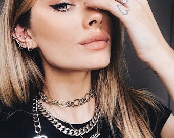 24k Gold Chunky Chain Choker: Boho Statement Necklace
