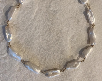 Baroque Pearl Choker: Dainty Gold Necklace