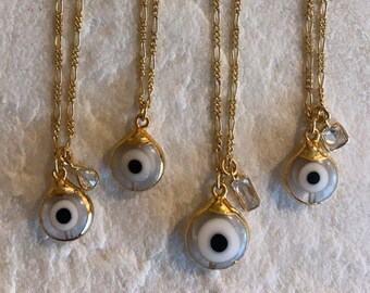 24k Gold Evil Eye Necklace: Spiritual Figaro Chain