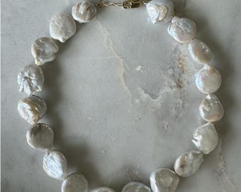 Freshwater Pearl Necklace: Handmade Isla Design, 24k Gold Clasp