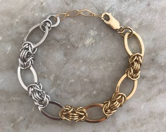 Dilara Intermix Bracelet, 24k Gold & Rhodium Chain