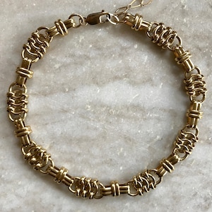 24k Gold Overlay Choker: Brass Chain Link Necklace