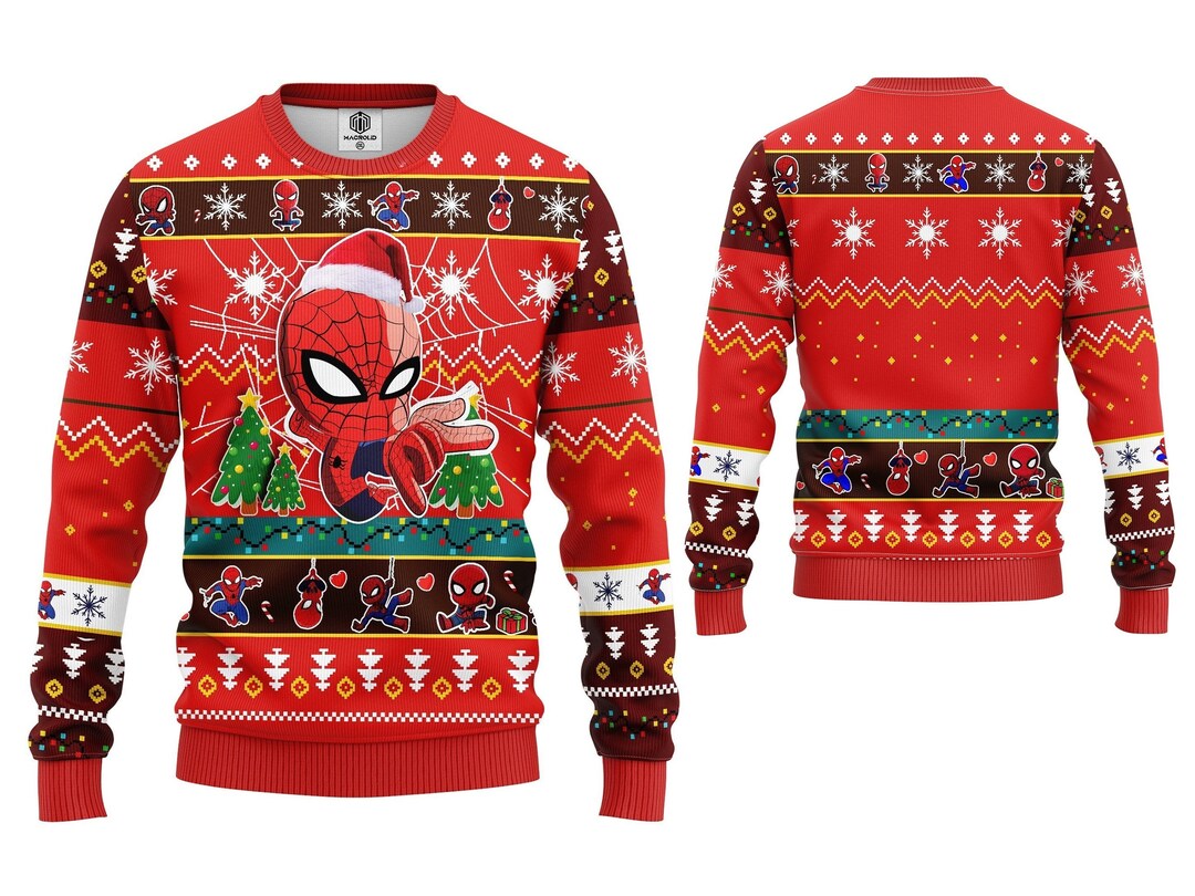 Christmas Spiderman Sweater Superhero Xmas Unisex Woolen Etsy