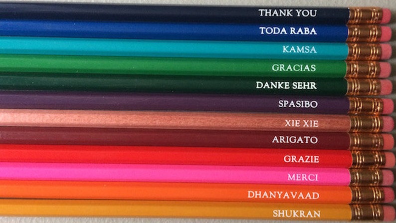 Thank You pencils in 12 Languages