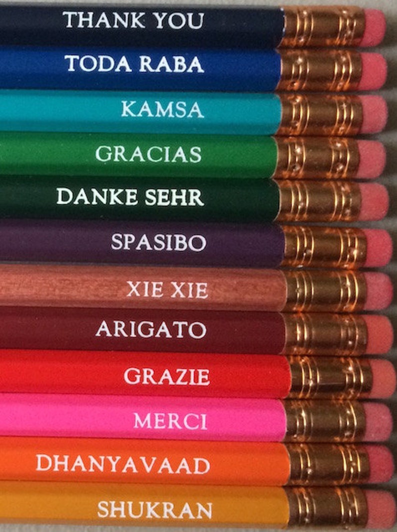 Thank You pencils in 12 Languages
