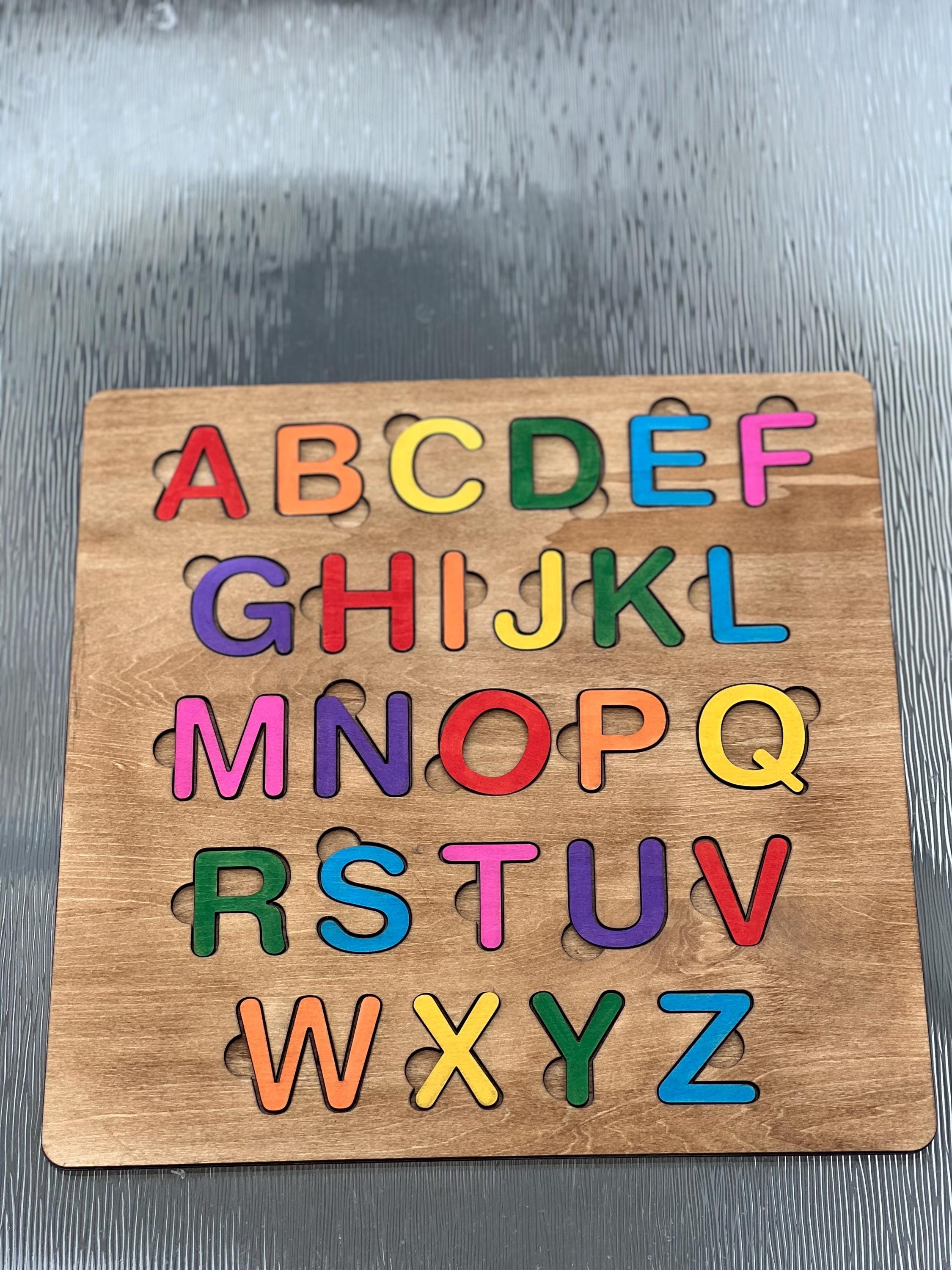 Wooden Alphabet Puzzle Board – Uppercase ABC Learning Toy - Etsy
