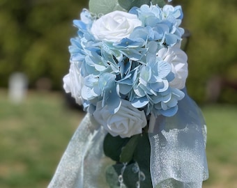Dammig blå hortensia-gångblommor