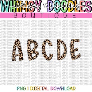 leopard print doodle alphabet ~ SUBLIMATION digital download