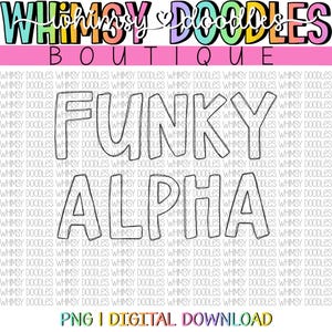 pacchetto alpha doodle funky vuoto/compilabile / lettere sublimatiche / PNG