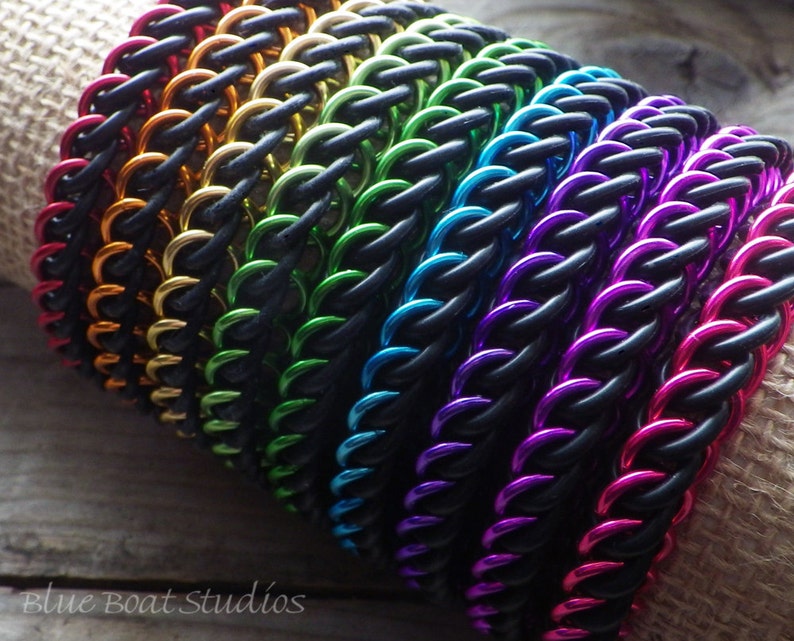 Stretchy Rubber Chainmaille Bracelet in Turquoise Blue and Etsy