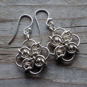 Sterling Silver Chainmaille Earrings: Geometric Design
