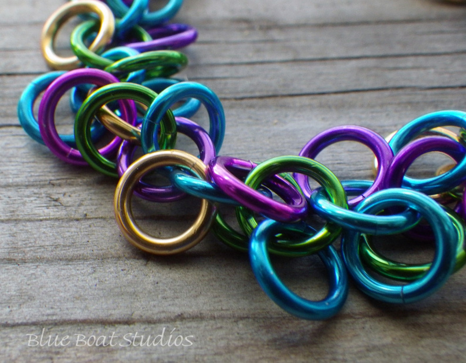 Colorful chain maille bracelet shaggy loops bracelet Etsy