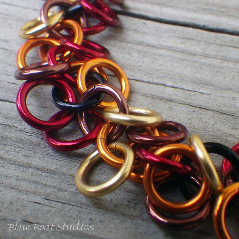 Colorful Fall Chain Maille Bracelet Shaggy Loops Bracelet Etsy